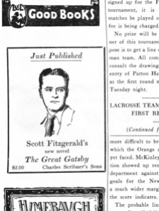 The original ad for The Great Gatsby, found in a 1925 issue of Princetonian.